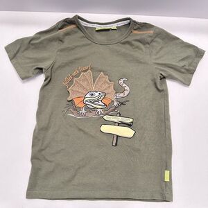 Boys Short Sleeve Olive‎ Green Boys Frilled Neck Lizard T-Shirt Australia Size 8